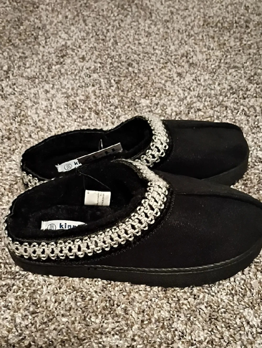 Kids Black Moccasin with Silver Trim - Brand: